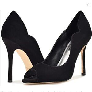 NINE WEST NEW KELYAN BLACK SUEDE PEEP TOE PUMPS HEELS 6.5 M